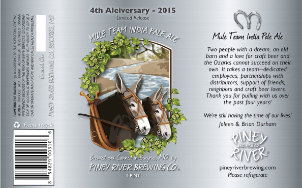 The label for 2015 Mule Team India Pale Ale